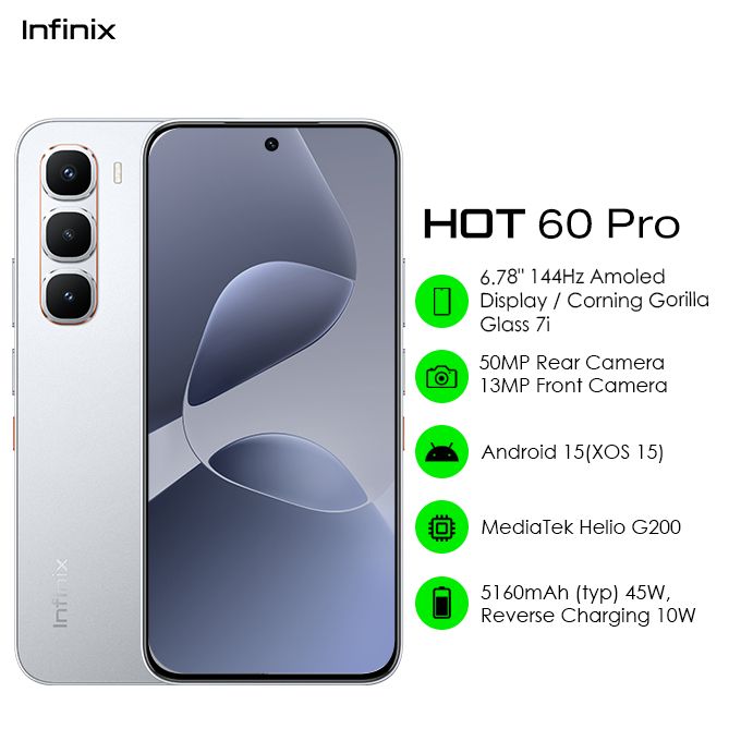 INFINIX HOT 60 PRO 6.78" 8GB+8GB RAM 128GB ROM ANDROID - Image 2